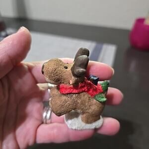 Rare Vintage 2.5" Tall  Christmas Moose Decor Resin Figurine